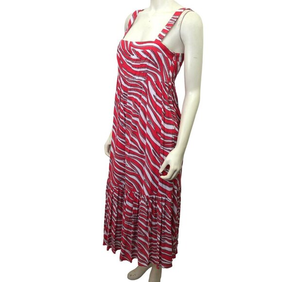 MICHAEL KORS $175 Zebra Square Neck‎ Sleeveless Midi Dress SZ SM NWT - Picture 5 of 13